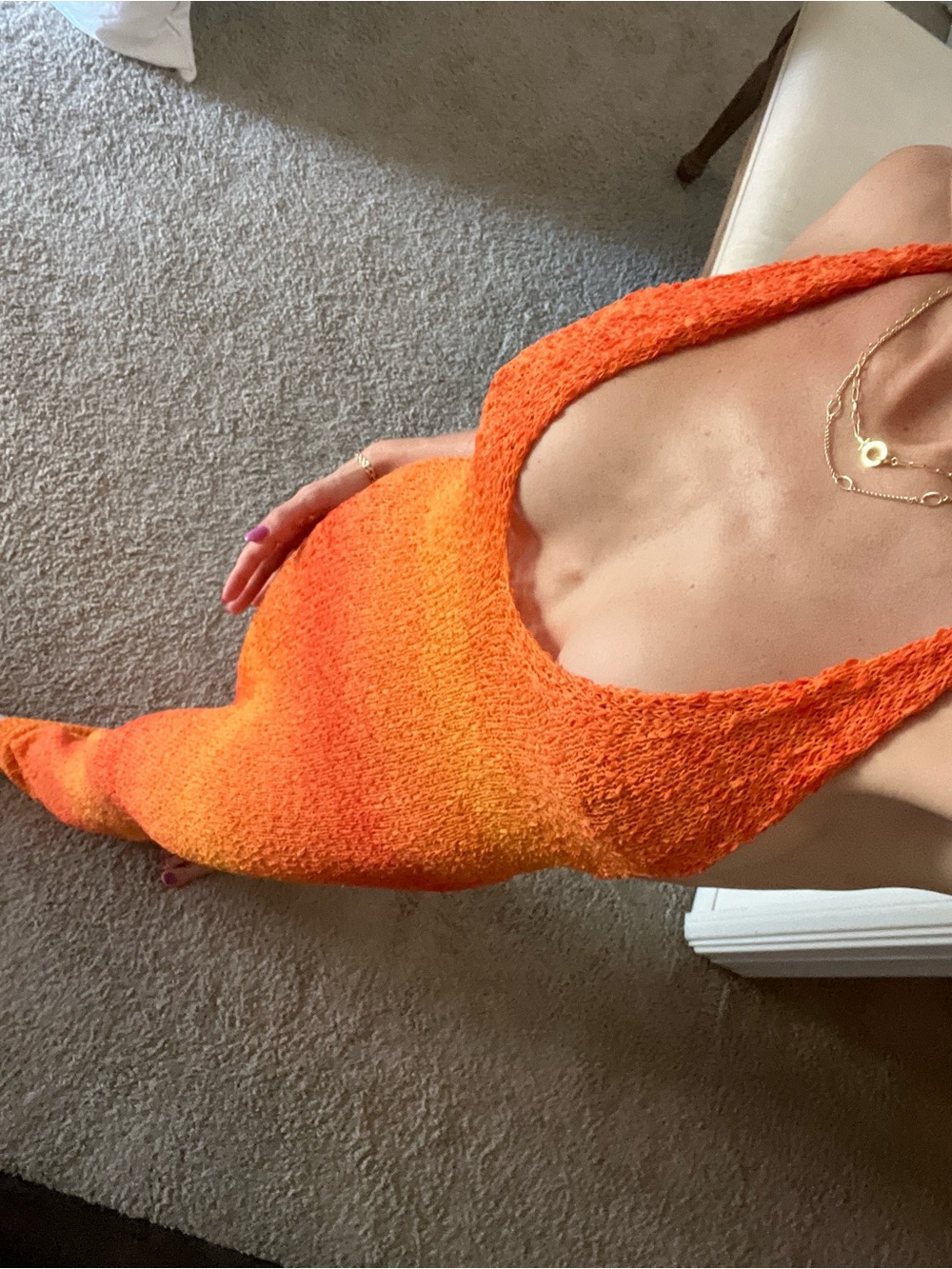 RESA Orange Ombre Halter Backless Knit Dress